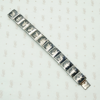 Niello Enamel & Sterling Panel Bracelet