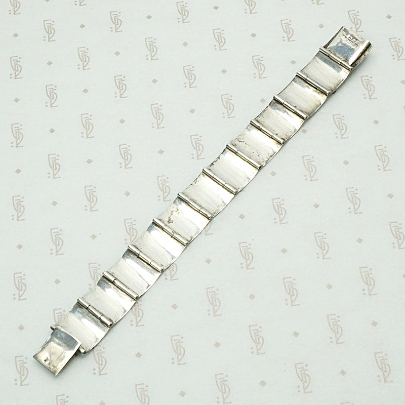 Niello Enamel & Sterling Panel Bracelet