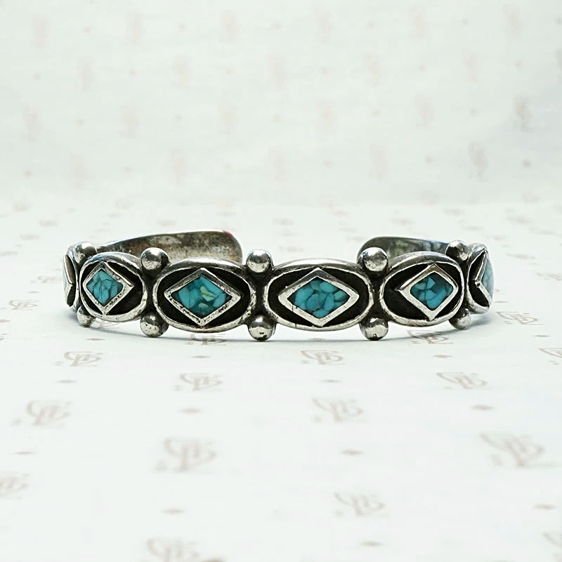 Petite Vintage Cuff with Geometric Inlay
