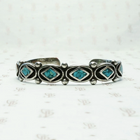 Petite Vintage Cuff with Geometric Inlay