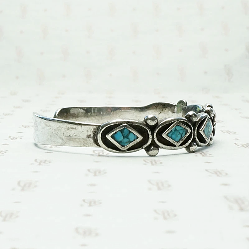 Petite Vintage Cuff with Geometric Inlay