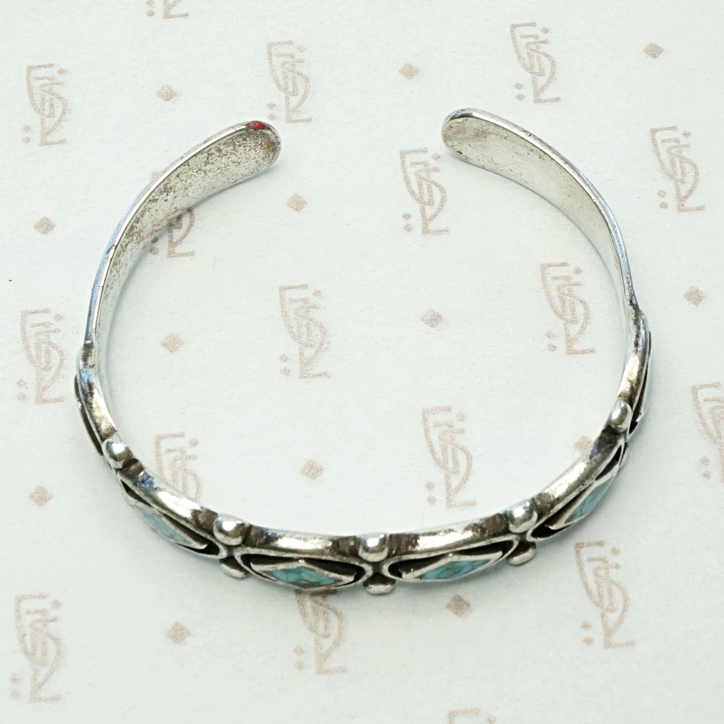 Petite Vintage Cuff with Geometric Inlay
