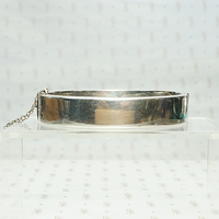 English Victorian Revival Engraved Silver Bangle. Back view.