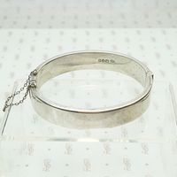 English Victorian Revival Engraved Silver Bangle. Hallmark view.