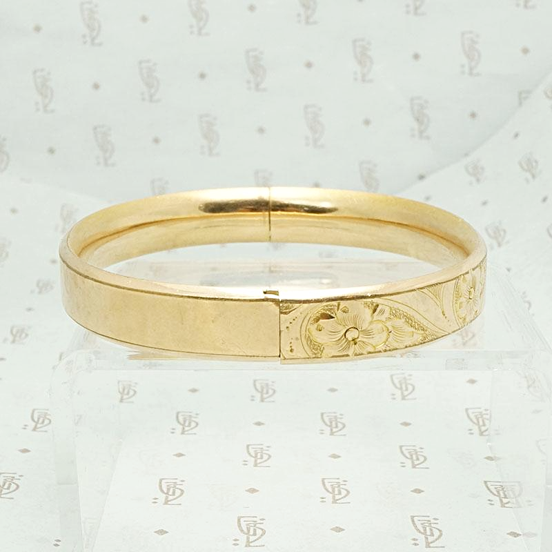 Delicate Floral Engraving Antique Bangle 