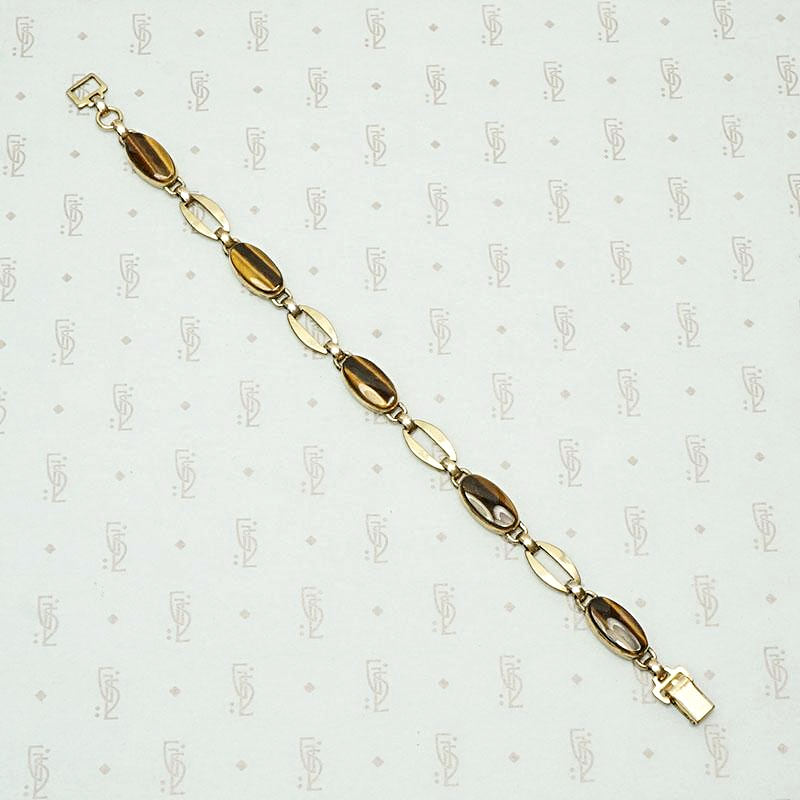 Glossy Tigers Eye Vintage Link Bracelet