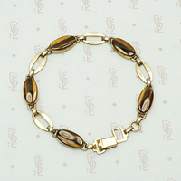 Glossy Tigers Eye Vintage Link Bracelet