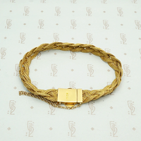 Striking Woven Gold Bracelet with Etruscan Revival Detail. Back view.