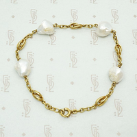 Baroque Pearl & Knotted Gold Link Victorian Bracelet