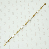 Baroque Pearl & Knotted Gold Link Victorian Bracelet