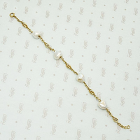 Baroque Pearl & Knotted Gold Link Victorian Bracelet