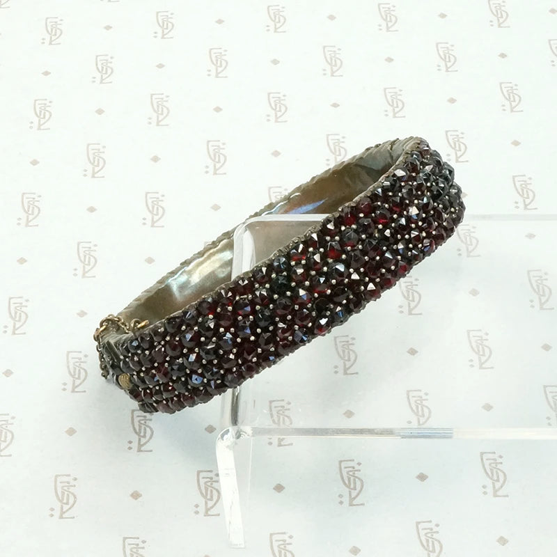 Mouthwatering Wide Bohemian Garnet Bangle