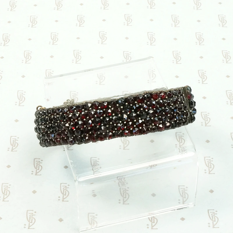 Mouthwatering Wide Bohemian Garnet Bangle