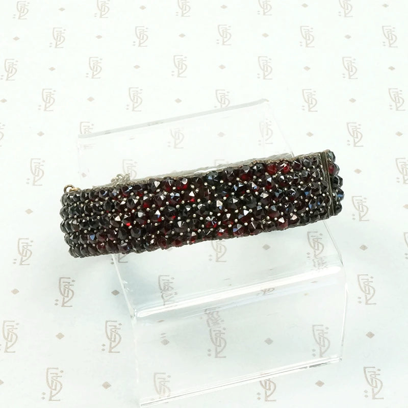 Mouthwatering Wide Bohemian Garnet Bangle