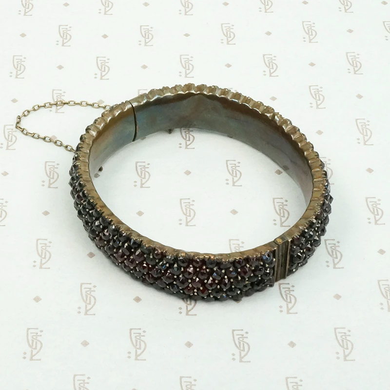 Mouthwatering Wide Bohemian Garnet Bangle
