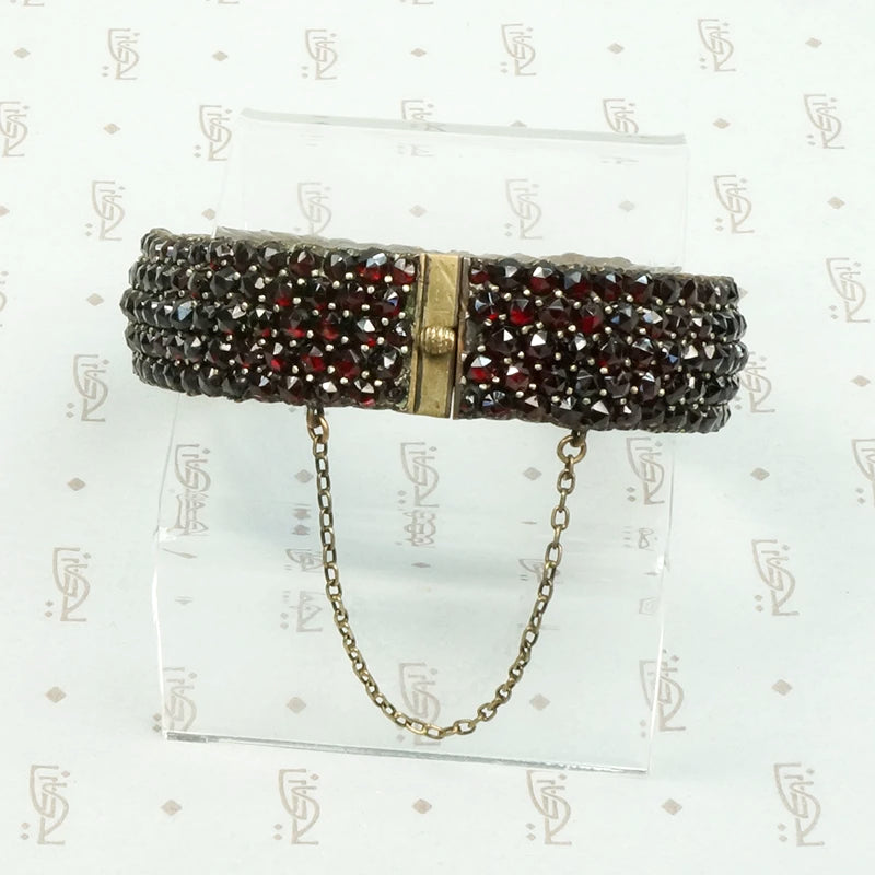 Mouthwatering Wide Bohemian Garnet Bangle