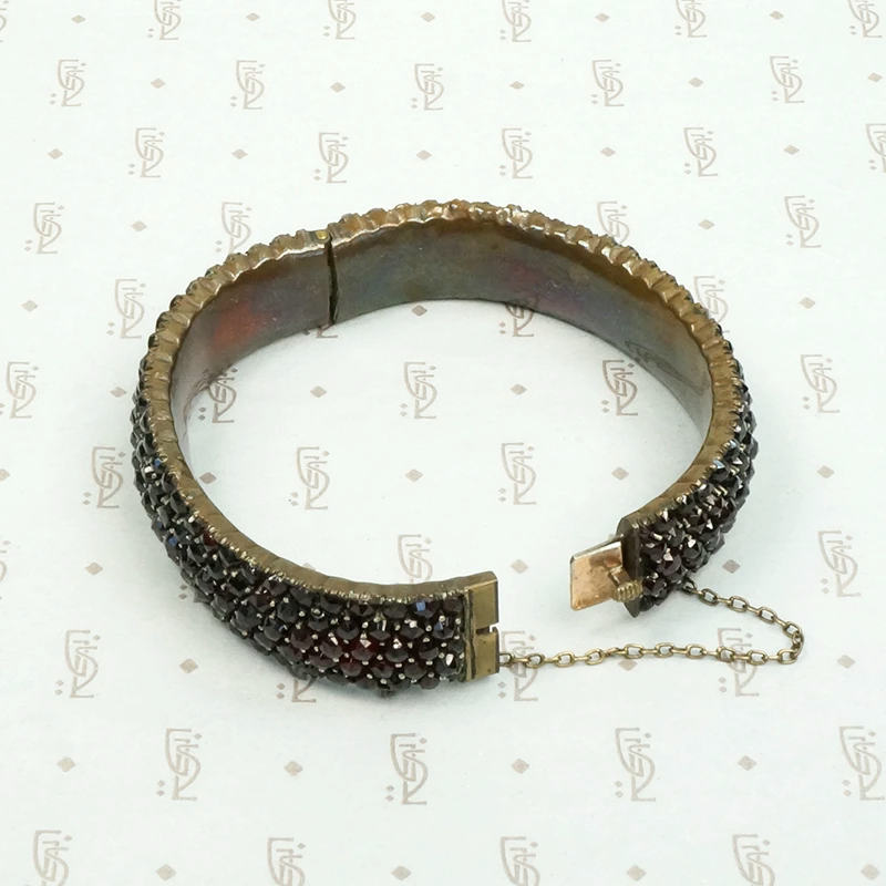 Mouthwatering Wide Bohemian Garnet Bangle