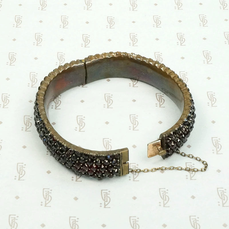 Mouthwatering Wide Bohemian Garnet Bangle