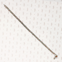 Enameled Indian Silver Mesh Anklet