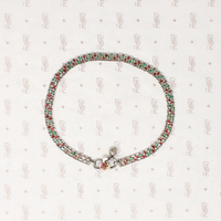 Enameled Indian Silver Mesh Anklet