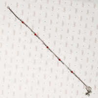 Delicate Indian Red Glass & Silver Anklet