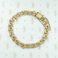 Mid Century Double Link Gold Charm Bracelet