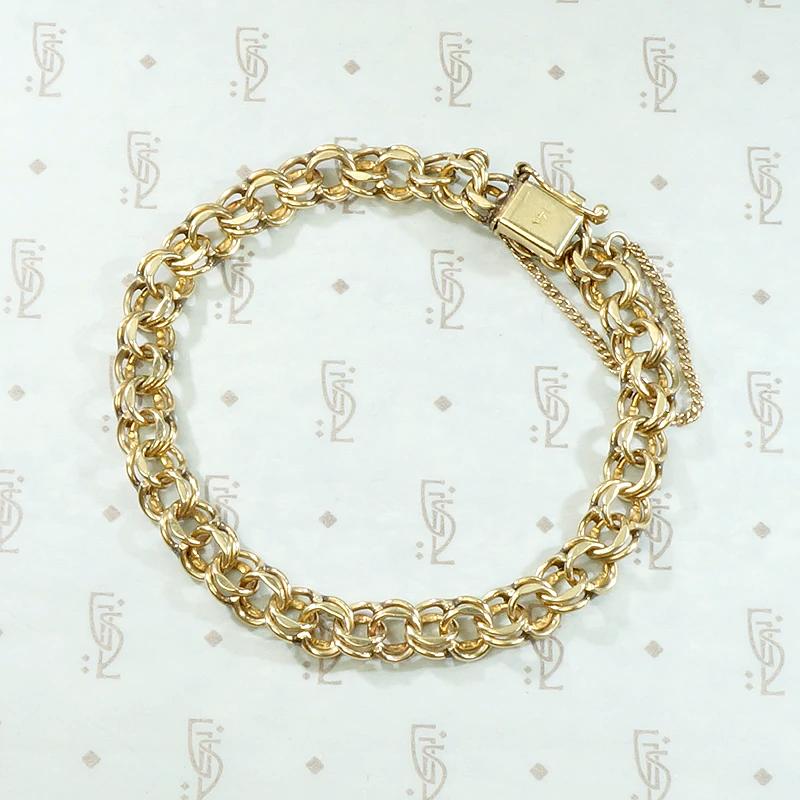 Mid Century Double Link Gold Charm Bracelet