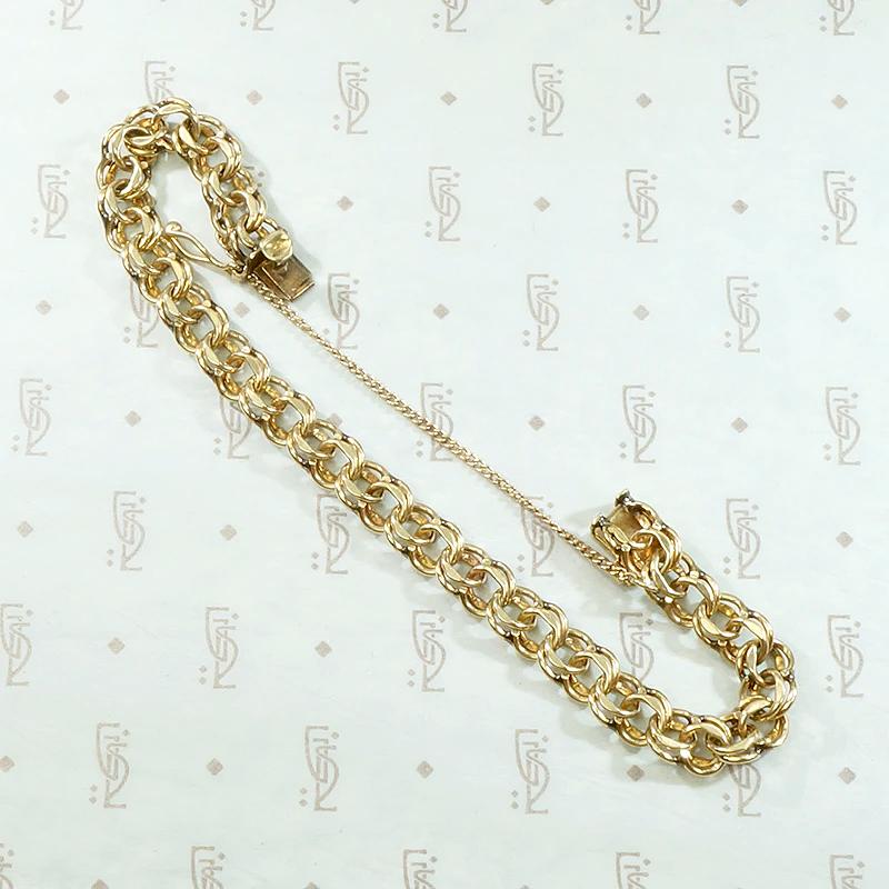 Mid Century Double Link Gold Charm Bracelet