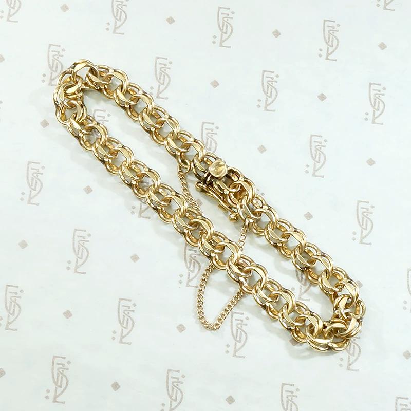 Mid Century Double Link Gold Charm Bracelet