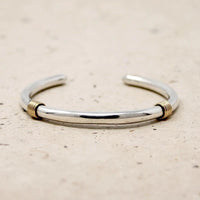 Slim Sterling Silver Cuff with Brass Detail