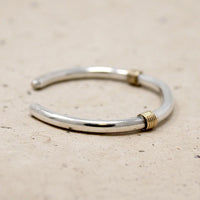 Slim Sterling Silver Cuff with Brass Detail