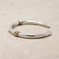 Slim Sterling Silver Cuff with Brass Detail