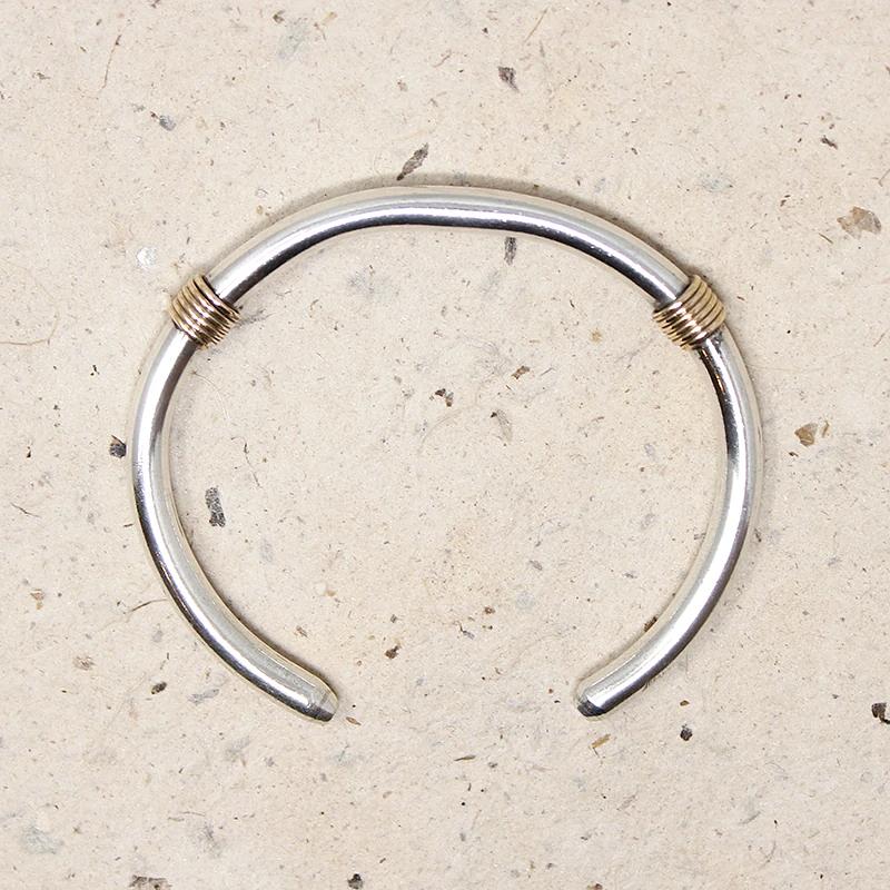 Slim Sterling Silver Cuff with Brass Detail