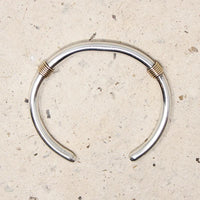 Slim Sterling Silver Cuff with Brass Detail