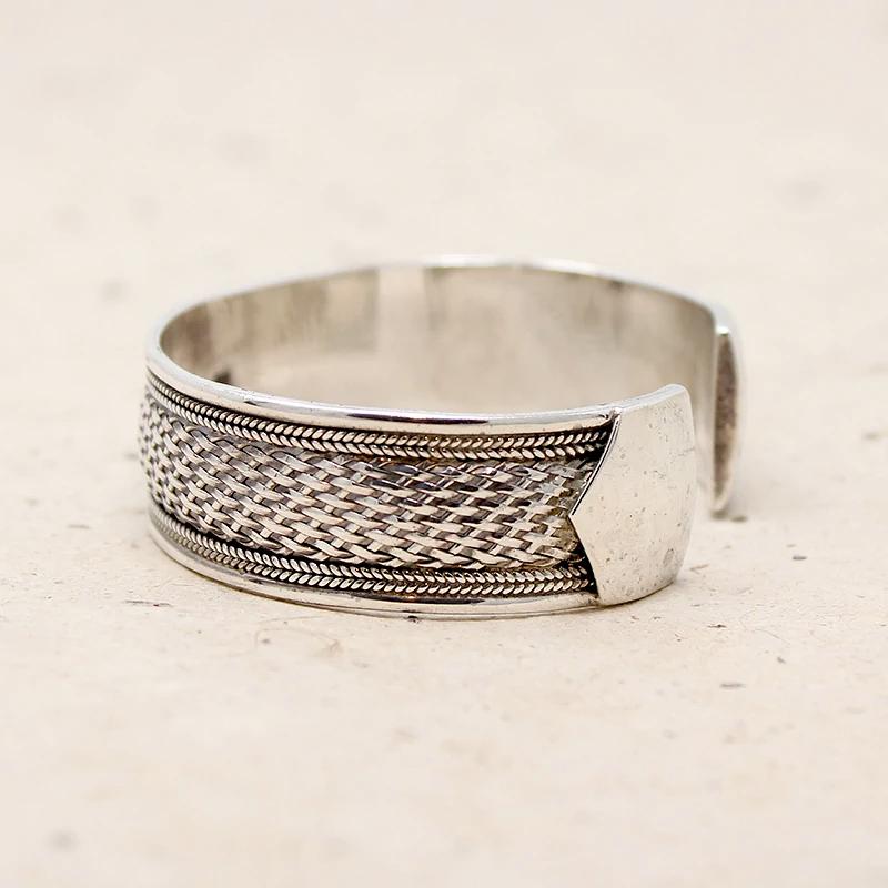 Woven Cuff Sterling Silver Bracelet