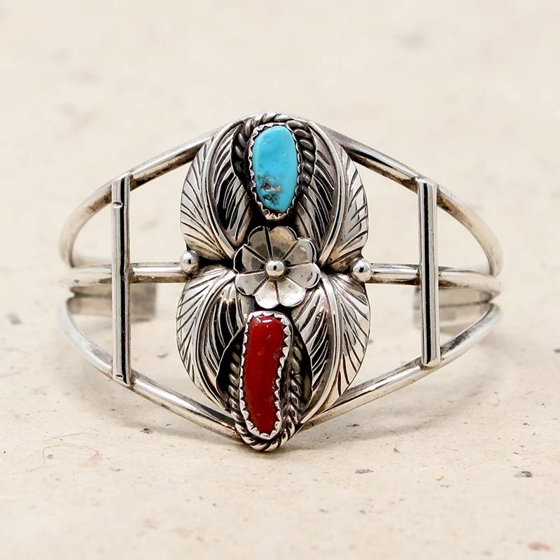 Colorful Navajo Cuff with Applied Silver Work
