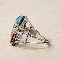 Colorful Navajo Cuff with Applied Silver Work