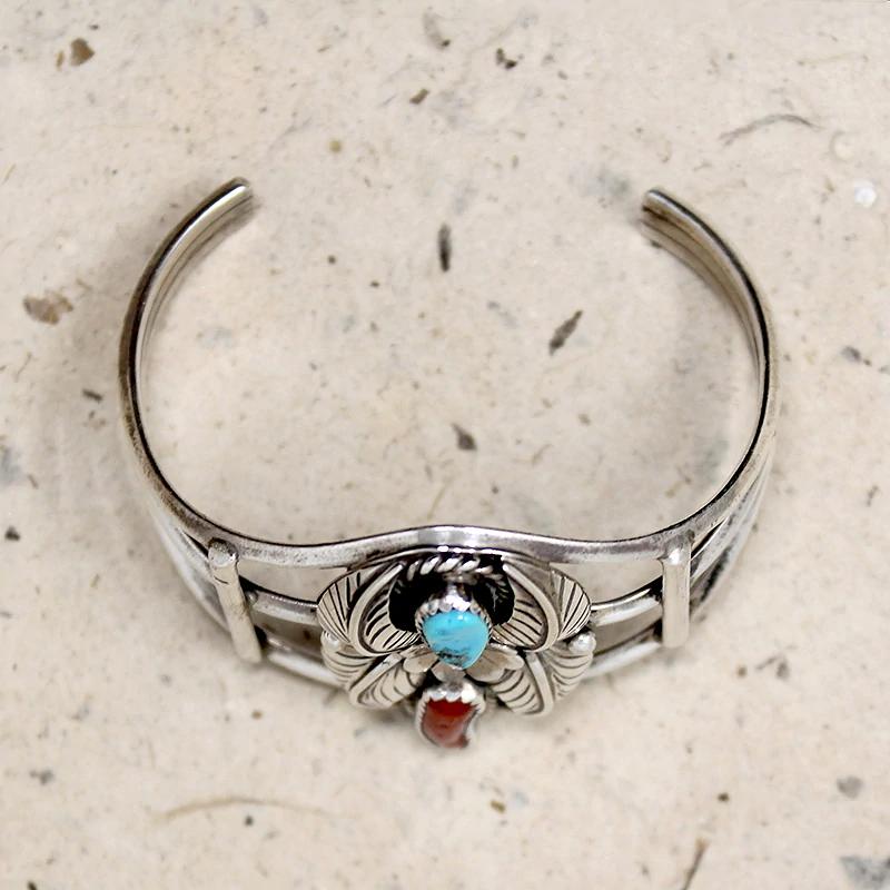Colorful Navajo Cuff with Applied Silver Work