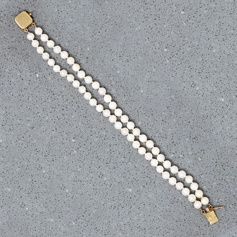 Tailored Double Strand Pearl & Gold Bracelet