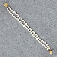 Tailored Double Strand Pearl & Gold Bracelet