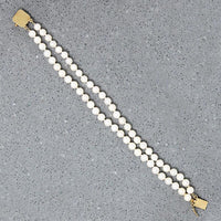 Tailored Double Strand Pearl & Gold Bracelet