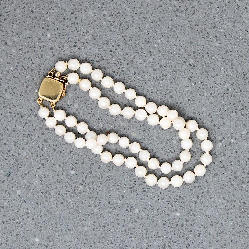 Tailored Double Strand Pearl & Gold Bracelet