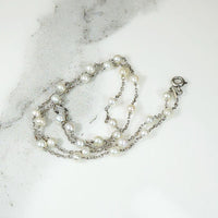Delicate Edwardian Two Strand Platinum & Pearl Bracelet