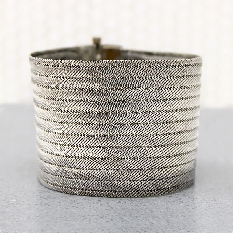 Edwardian Wide & Flexible Silver Plate Bracelet