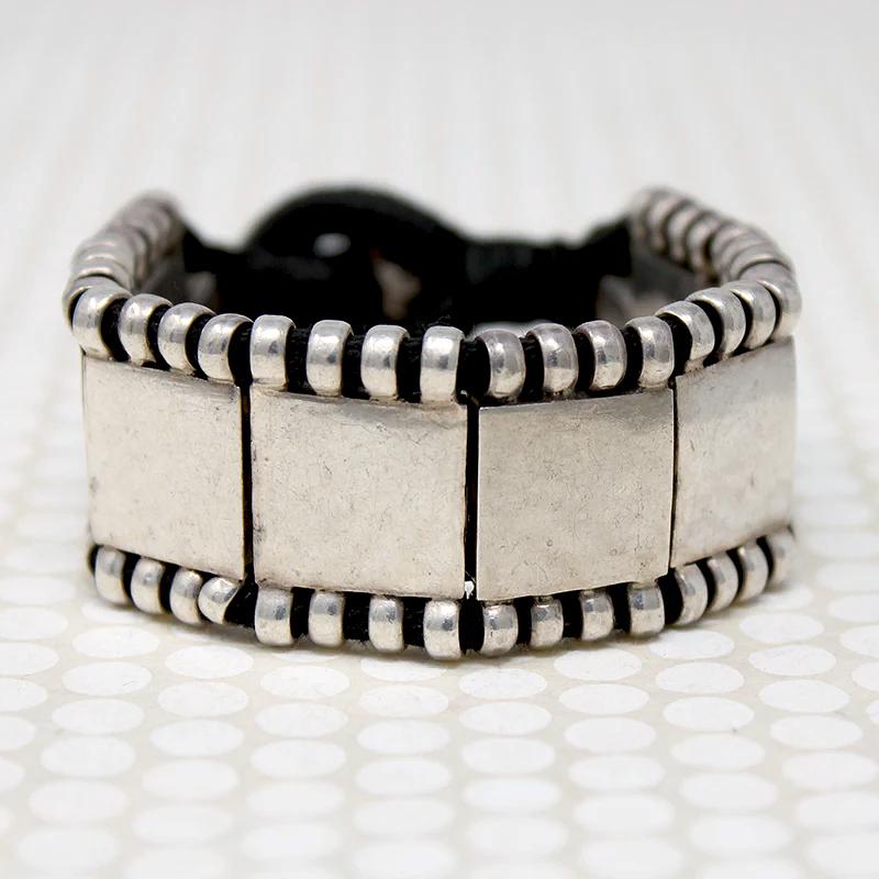 Dramatic Heavy Silver Panel Bracelet