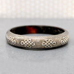 Chinese Silver & Horn Bracelet with Engraved Scholars Knots
