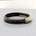 Chinese Silver & Horn Bracelet with Engraved Scholars Knots