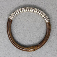 Chinese Silver & Bamboo Bangle with Engraved Bats