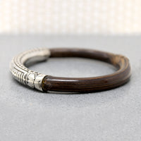 Chinese Silver & Bamboo Bangle with Engraved Bats