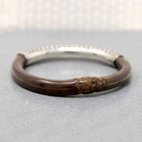 Chinese Silver & Bamboo Bangle with Engraved Bats